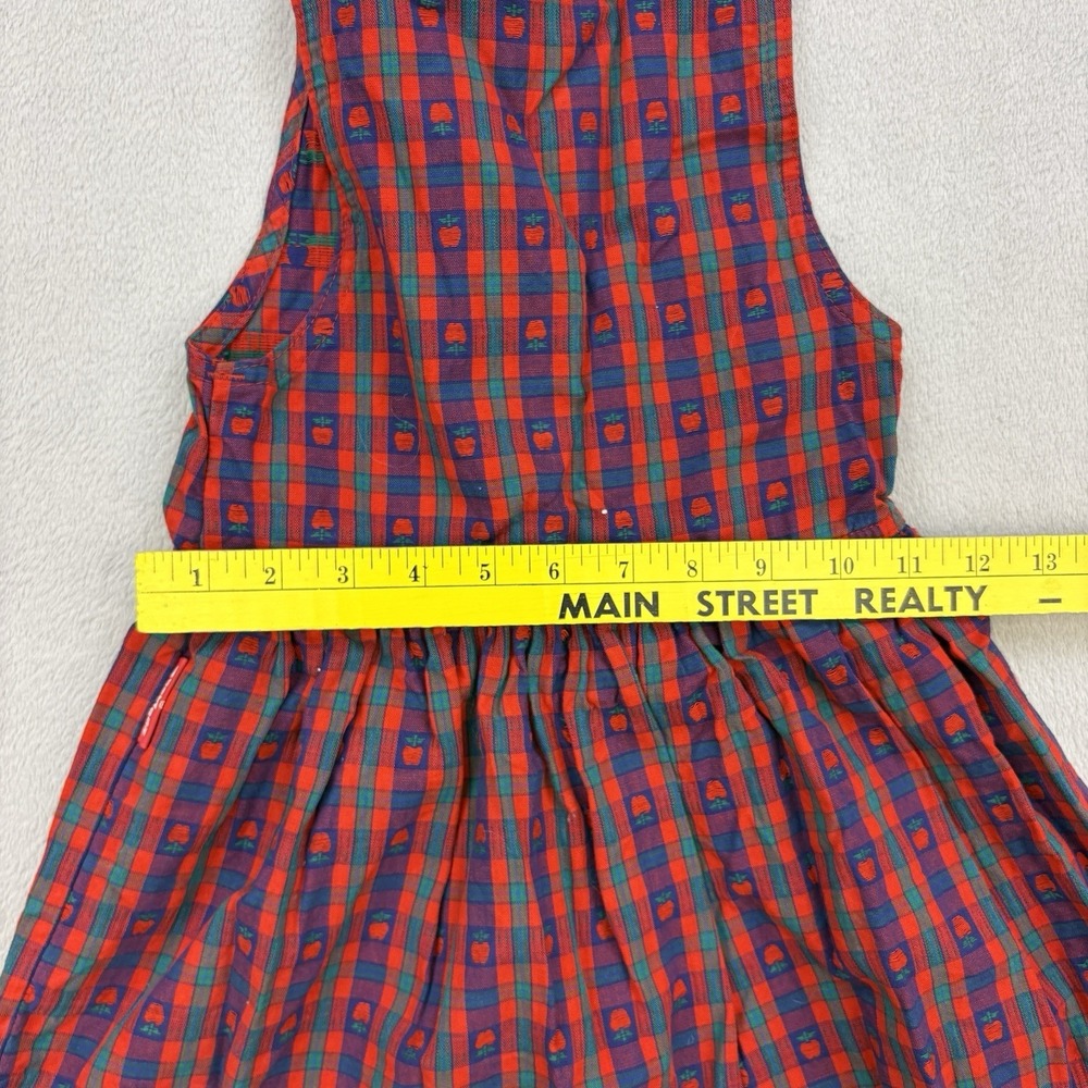 Vintage Oshkosh Dress Girls 3T Red Jumper Apple Plaid Made In USA - Picture 7 of 8